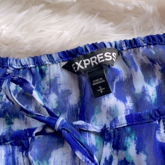 Express Blue Swirls Lace Shirt Top Blouse - Picture 4 of 5